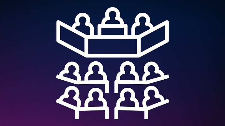 Schematyczna grafika prezentująca słuchaczy podczas wykładu